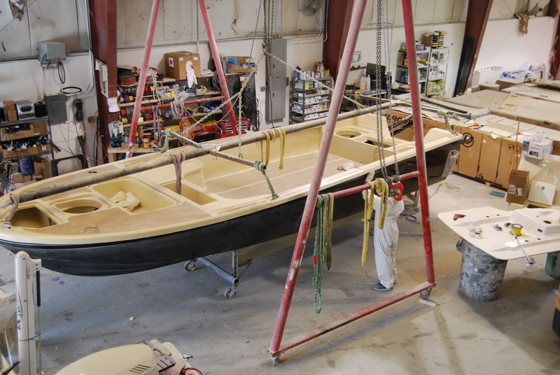 A hull under construction at Perry Composite Manufacturing